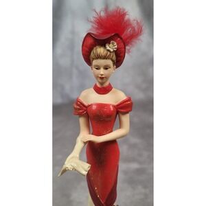 Thomas Kinkade Embracing Awareness Figurine Passion For Red 7" Lady